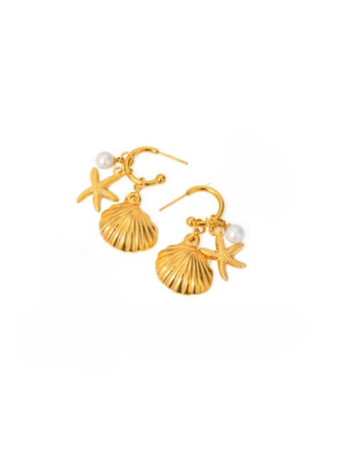 Oahu starfish and shell Earrings image 0