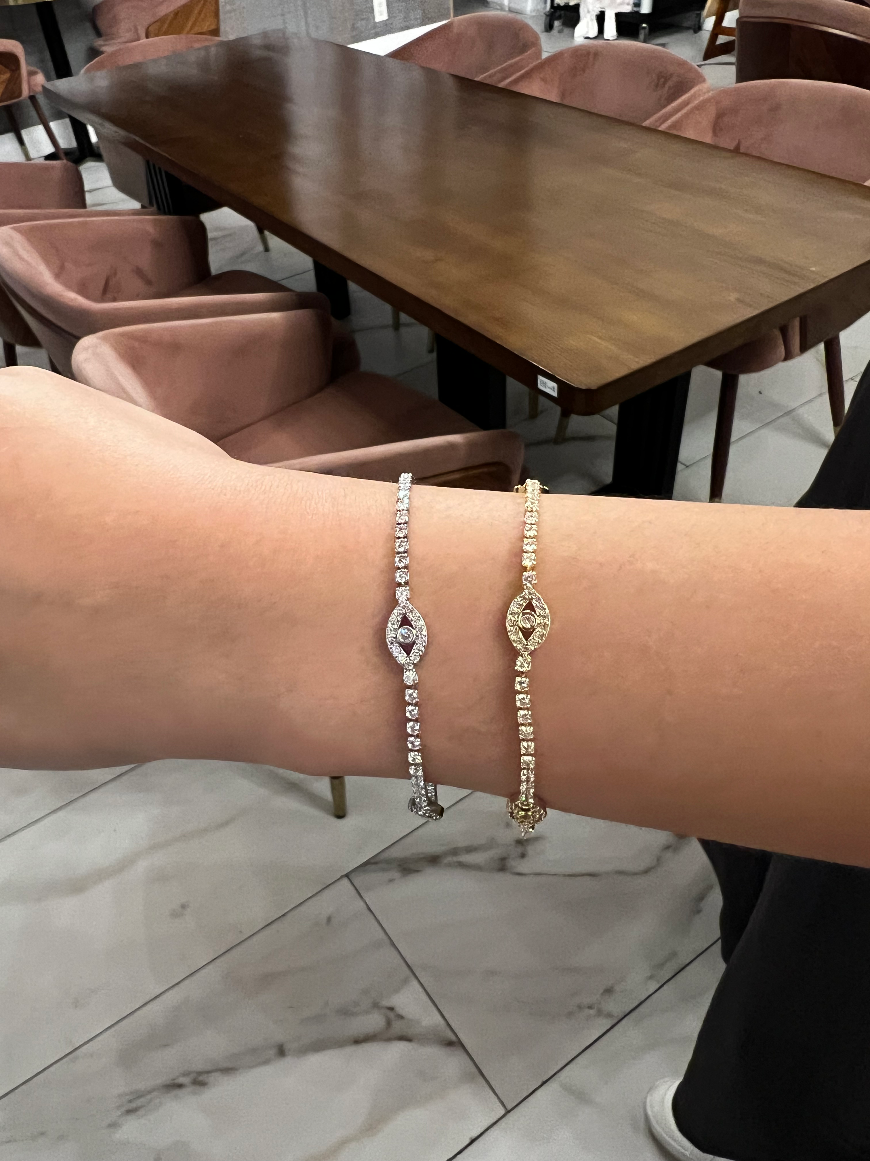 Gold Evil Eye Tennis Bracelet