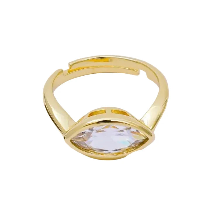 Gold ring with a clear gemstone