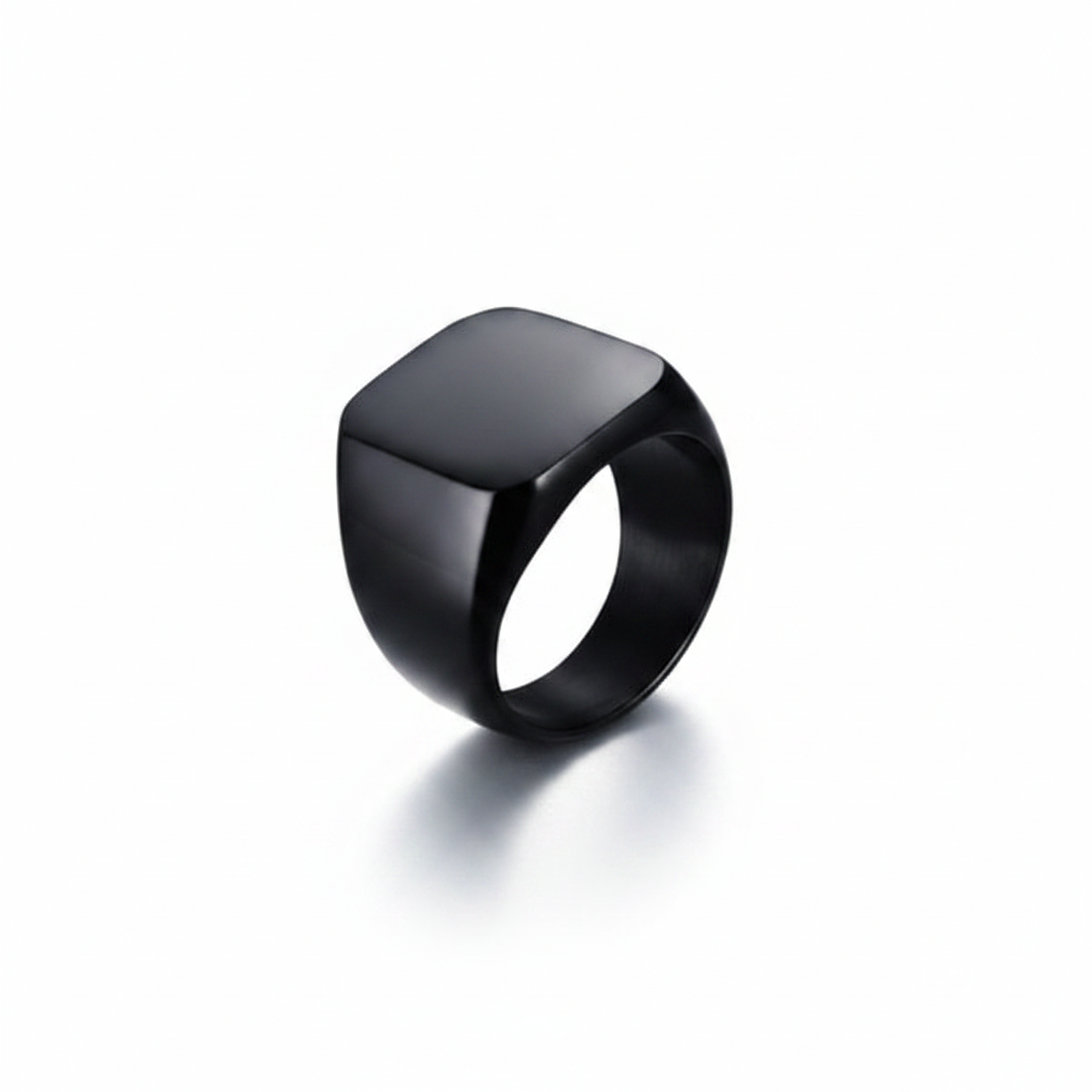 Black square ring on a white background