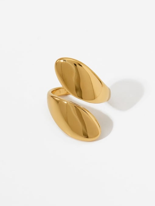 Gold ring with a unique design on a white background