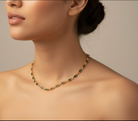 Person wearing a necklace with an interface for editing on a smartphone screen