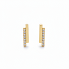 Gold earrings with small diamonds on a white background