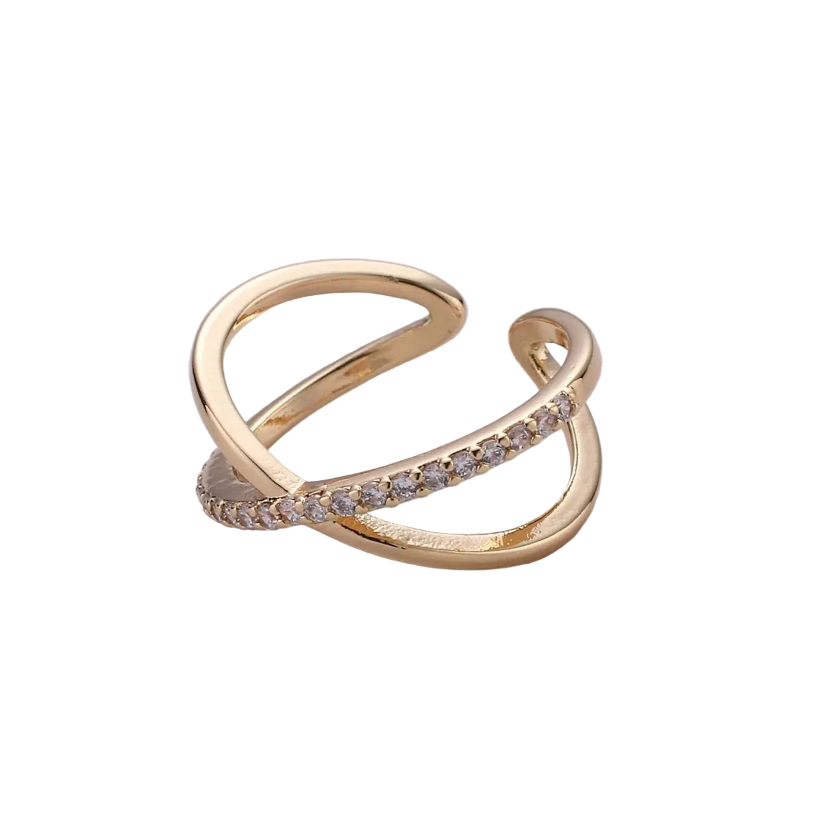 2 band crisscross ring on a white surface 