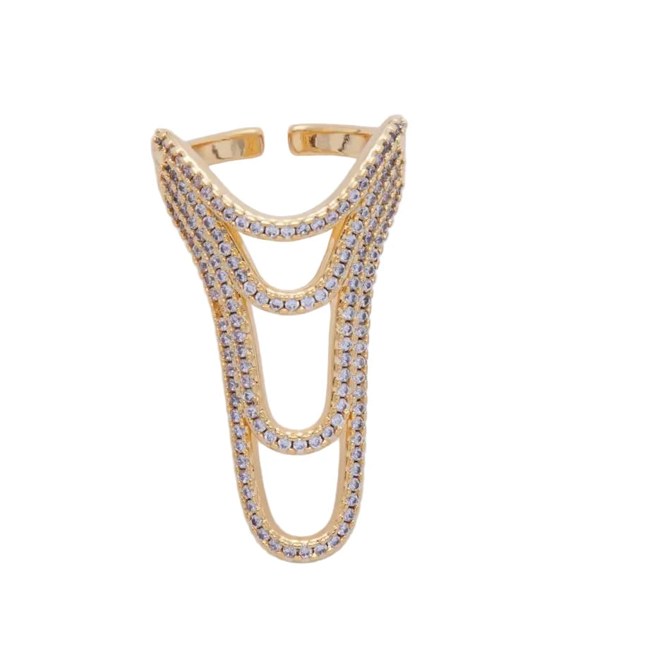 Chunky Gold geometric cuff ring on a white background