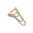 Gold ring with diamond accents on a white background