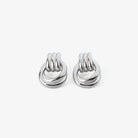 Pair of silver earrings on a white background