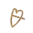 Gold heart-shaped ring on a white background