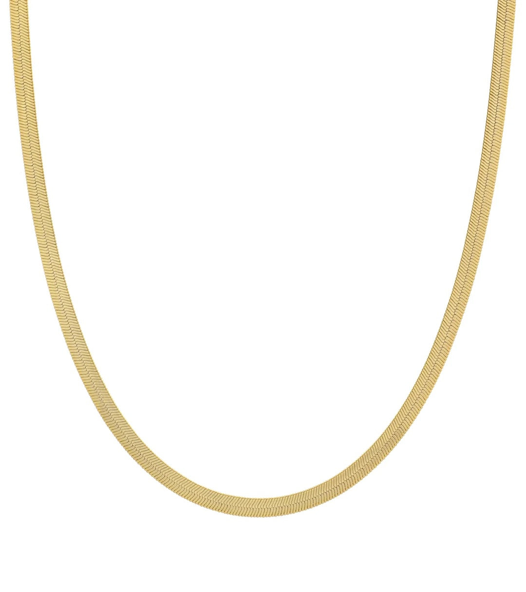 Gold chain necklace on a white background