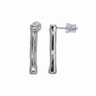 A pair of textured silver-toned post earrings shown on a plain white background, with one earring facing forward and the other showing the side profile with its post and backing.