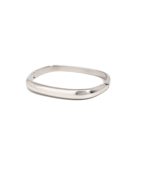 Silver bangle on a white background