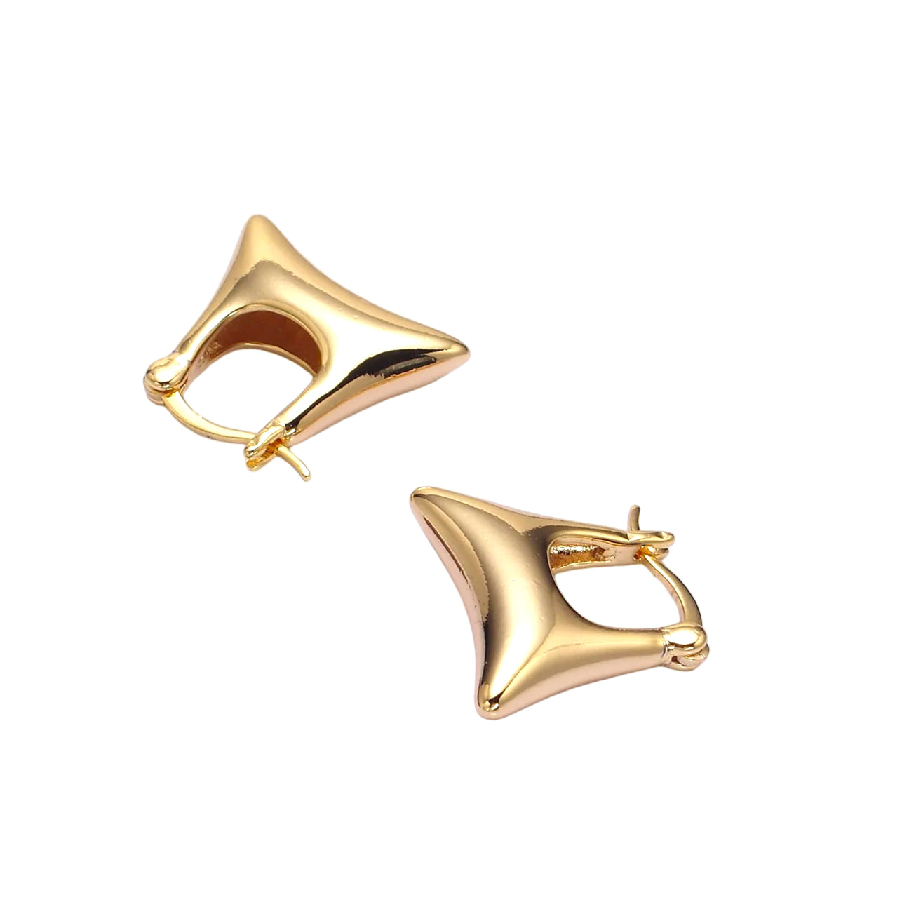 Gold hoop earrings on a white background