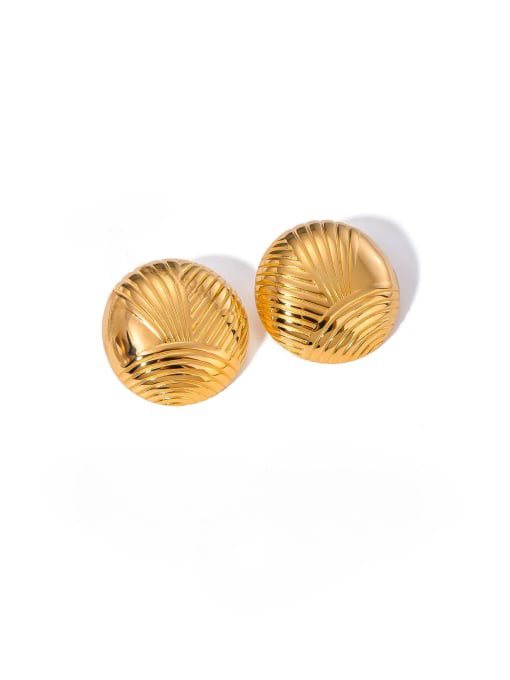 Pair of gold shell-shaped earrings on a white background