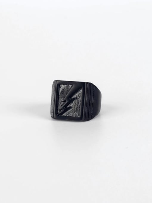 Black ring with a lightning bolt design on a white background