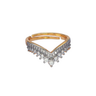 Gold and silver ring with diamond accents on a white background