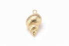 Gold shell pendant on a white background
