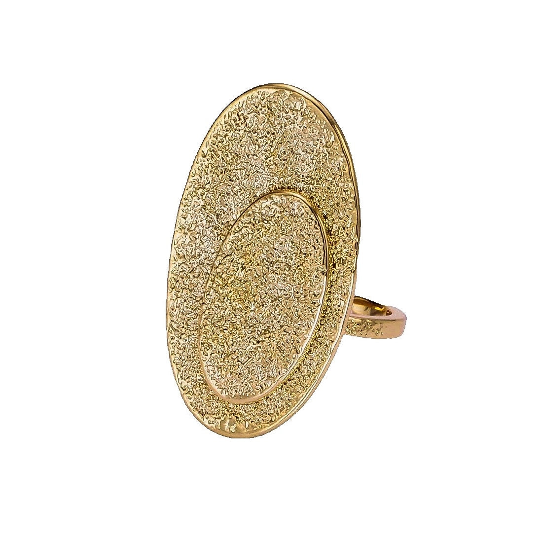 Gold textured ring on a white background