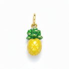 Pineapple-shaped pendant with gold top on a light blue background