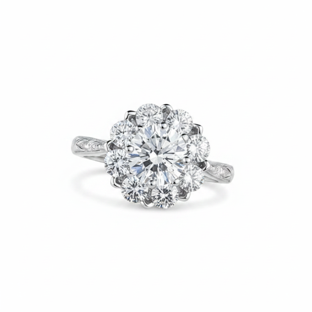 Diamond ring on a white background