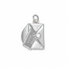 A silver charm shaped like a folded envelope with the words 'Love You' engraved on the front flap and a small clear stone detail, shown on a plain light background.